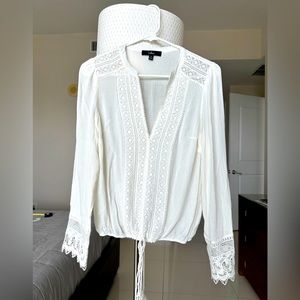 Lulus embroidered white blouse XS
